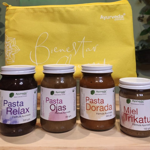 Kit de Pastas Ayurvédicas de Bienestar Dorada, Relax, Ojas y Miel Trikatu